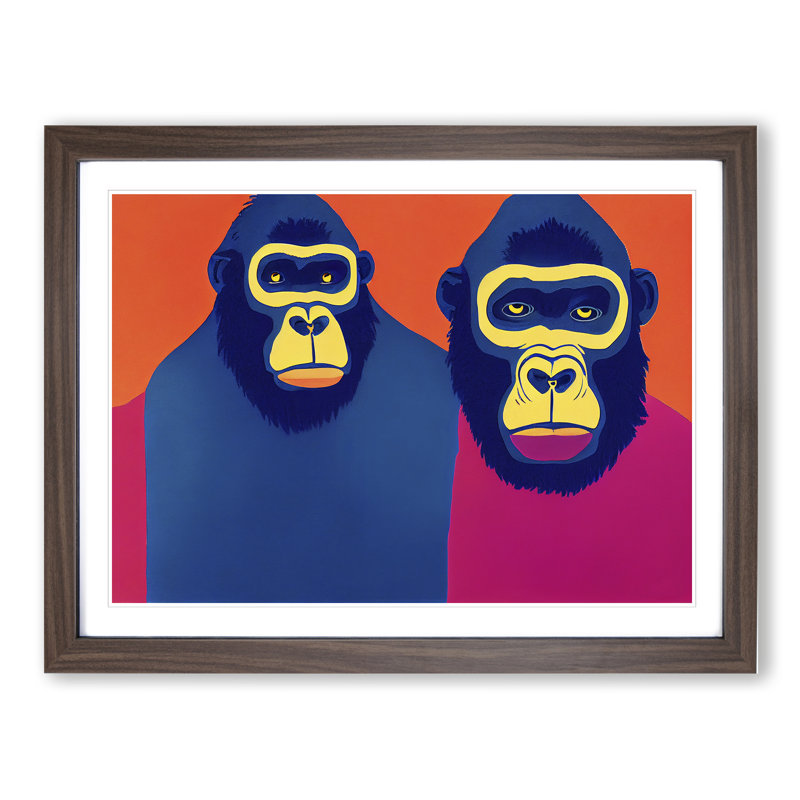 Gorilla Abstract Vol.2 - Single Picture Frame Print, 46cm H x 64cm W x 2cm D, Walnut Framed