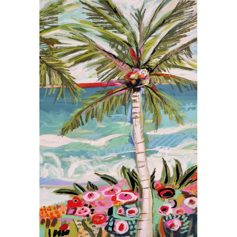 «Palm Tree Wimsy II» par Karen Fields, reproduction d'art sur toile, Impression encadrée sans passe-partout, Blanc