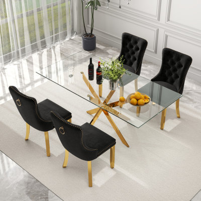 Rectangle Glass Dining Table Set