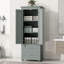 Grande armoire de rangement avec deux tiroirs pour salle de bain / bureau, gris-781569911