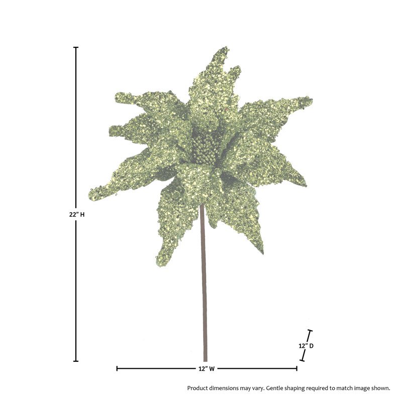 Tige de poinsettia à paillettes 22 "22", Vert