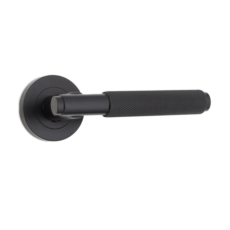 Connaught Knurled Lever on Rose Matt Black