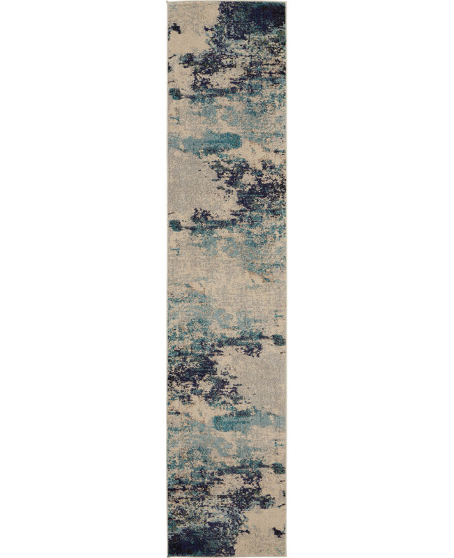 Tapis ivoire moderne Enoch, Tapis de couloir 2 pi 2 po x 10 pi