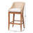 Bali & Pari Jasper Seagrass Bar Stool With Mahogany Wood Frame - Coastal Seating With Woven Wingback And Cushioned Seat For Bar Island Or Lounge, Whitewash-631833197