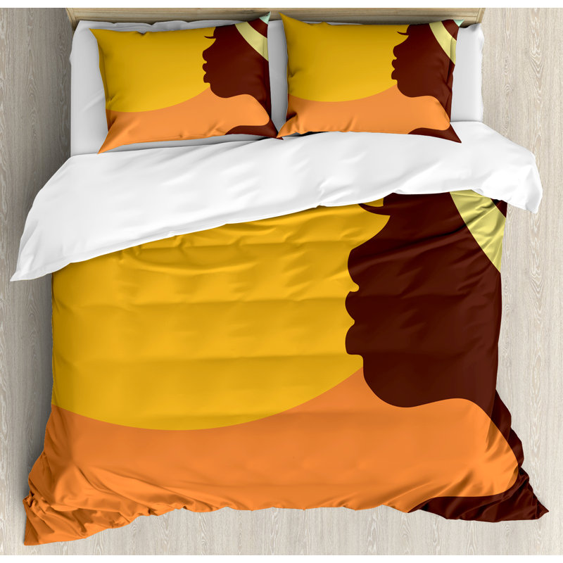 Ensemble de housse de couette abstraite en soirée de soleil de style joli, Très grand