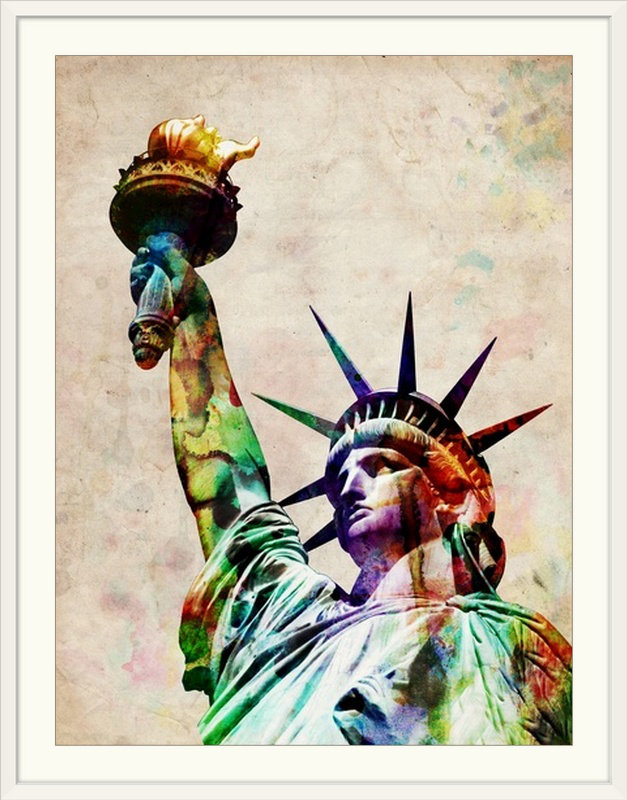 «Statue Of Liberty» par Francy, impression, H 24 po x l 20 po x P 1 po, Cadre blanc