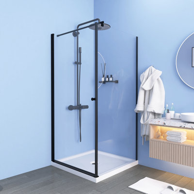 Porte de douche en coin 36 po x P 36 po x H 72 po Frameles avec verre trempé transparent 1/4 po