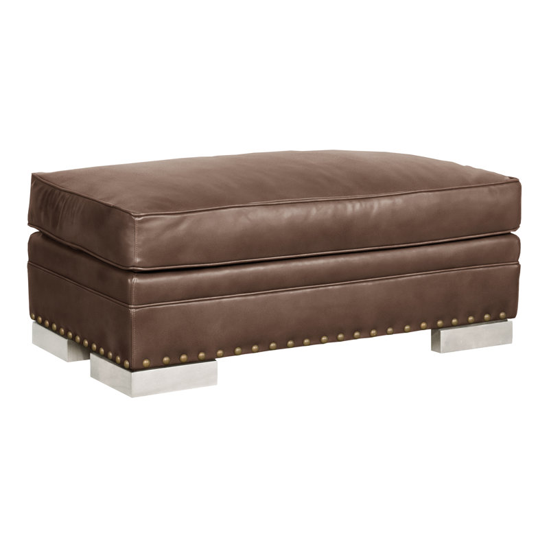Riverside Upholstered Ottoman, Casa Blanca, Regent Mink Genuine Leather, No