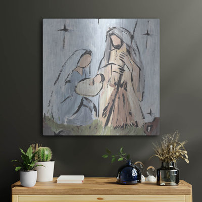 «Starry Nativité 1» par Annie Warren, art mural en métal, 24 po x 24 po