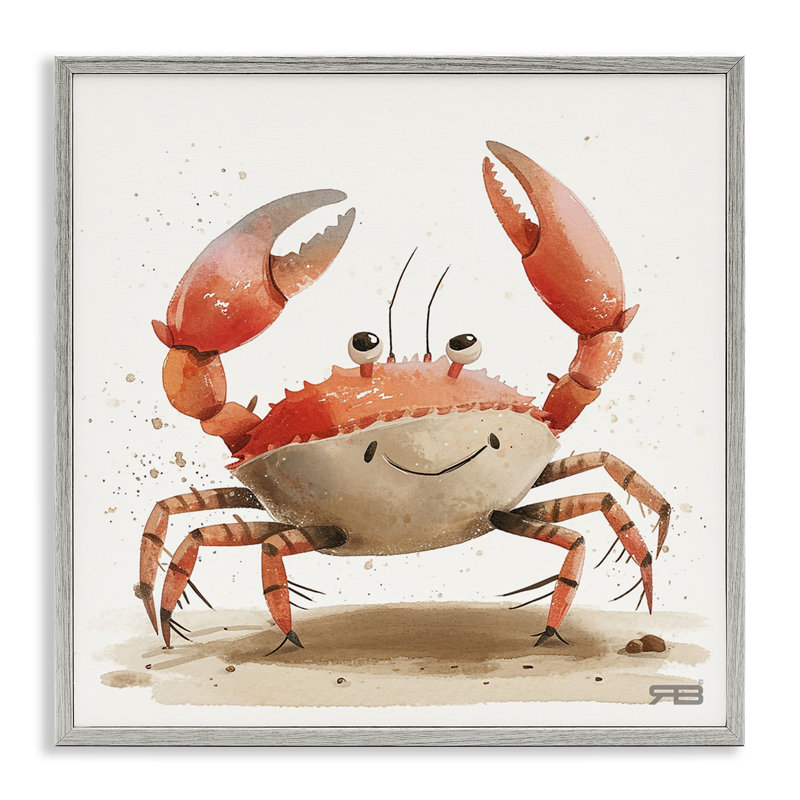 «Happy Beach Crab», estampe numérique encadrée par Roozbeh Bahramali, H 24 po x l 24 po, Estampe numérique Farmhouse