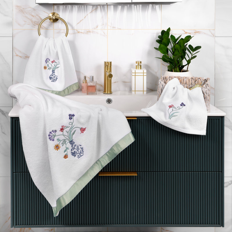 Ensemble de serviettes 3 pièces en coton turc, Blanc