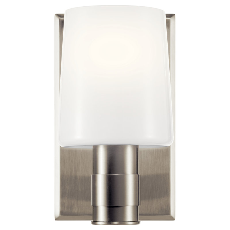 Applique murale 1 lumière 8,5 po avec verre opale, Nickel