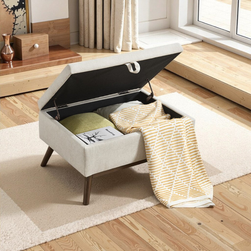 Table basse avec repose-pieds Mid-Century, Beige