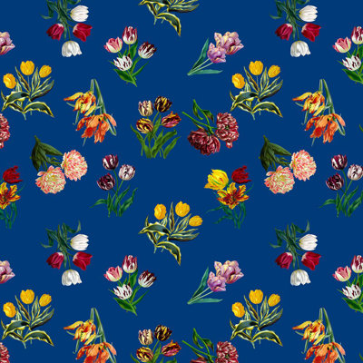 Tissu etudes de fleurs Royal Delft