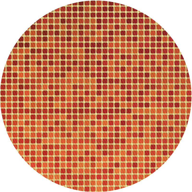 Tapis orange à motif géométrique, Rond 6 pi