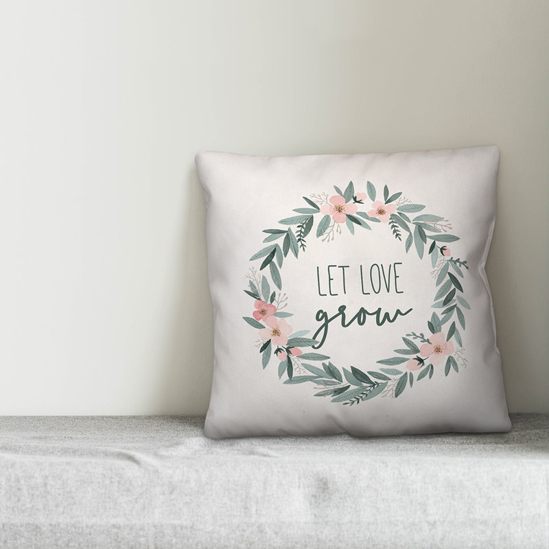 Let Love Grow Appliqued Throw Pillow, 16" x 16"