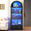 Grande vitrine arquée de 72,8 po avec portes en verre, armoire de rangement à 4 niveaux avec lumière DEL et capteur de corps humain-565341064
