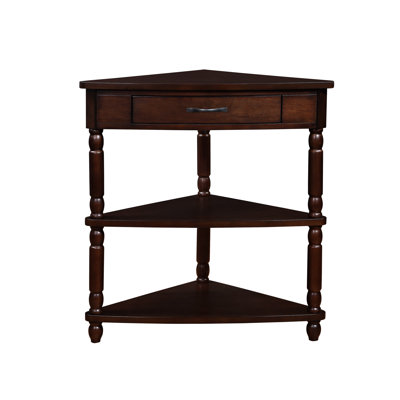 34.03'' Triangle Corner Table For Living Rooms, Waterproof - Solid Wood Legs, Small Spaces 3 Tier With Firm Legs