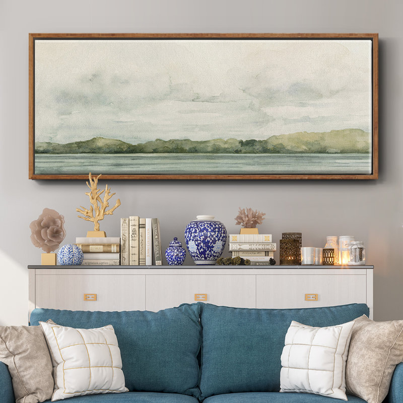 Riverside Views I- Framed Canvas, 20" H x 50" W