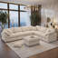 Canapé d'angle modulable 7 places surdimensionné avec coussins moelleux et pouf amovible - Canapé en chenille en forme de L reconfigurable, agencement personnalisable pour les grands salons, appartements et bureaux-1816000987