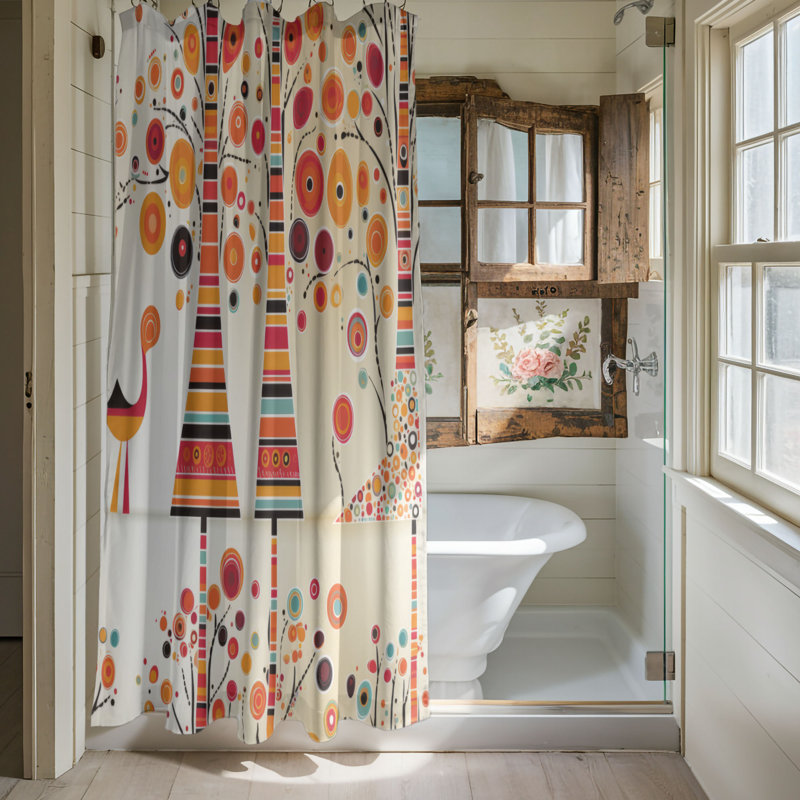 Cyanne Abstract Shower Curtain, 74"H x 71"W