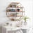 Floating Wood Wall Shelves With Gold Metal Frame, Octagon Design For Decorative Storage And Display