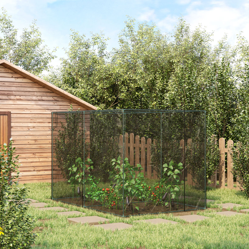 Outsunny  Crop Cage, Plant Protection Tent with Zippered Doors for Vegetable Garden, Backyard, Black, 6.5' H x 10' W x 6.5' D