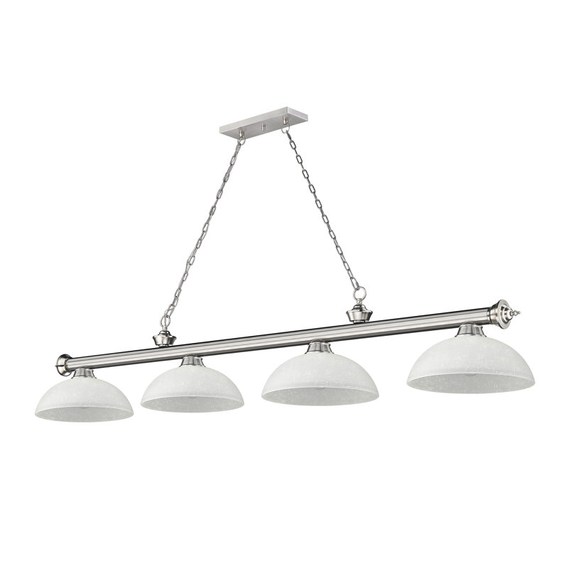 Billard 4 lumières Annaleisa, Lin blanc, Argent