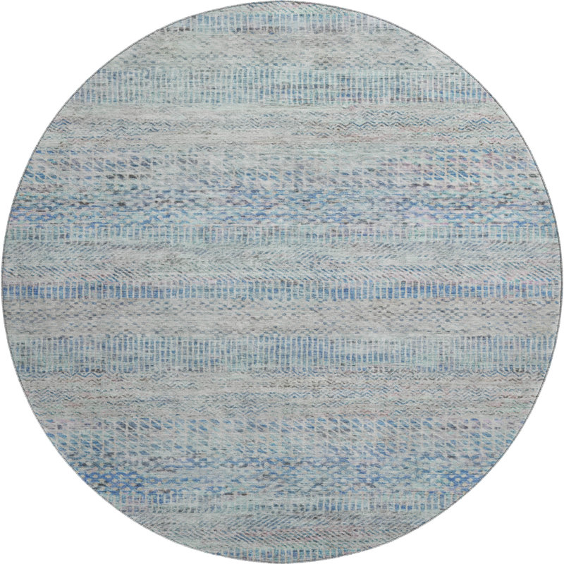Premium Machine Washable Marasco AMF1634 Stripes Rug, Round 8'
