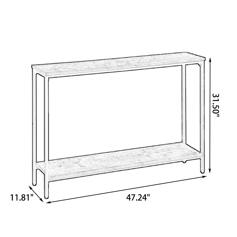 Console rectangulaire en bois massif brun, 31.5"H×47.24"L×11.81"W