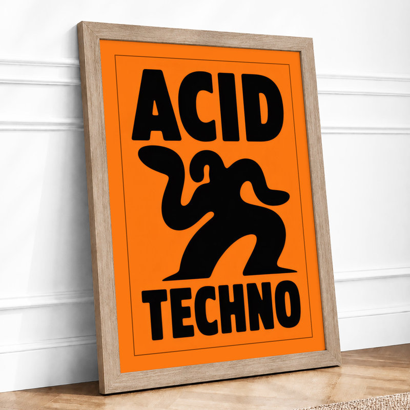 Acid Techno Typography - Print, A1 - 84.1 x 59.4 cm, Oak