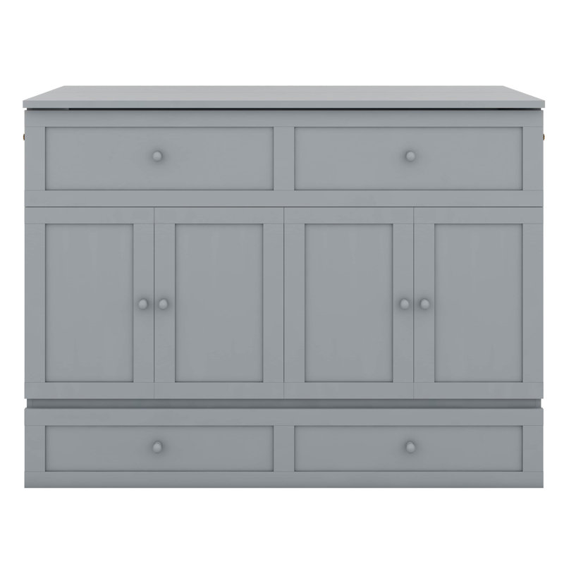 Lit escamotable double avec grands tiroirs, gris