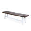 Banc en bois blanc rustique brun foncé avec cadre en métal brun foncé, 63 po de long pour aménagement extérieur