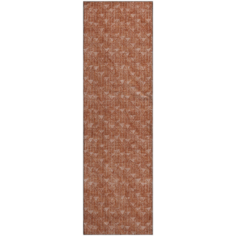 Premium Machine Washable Cerrito AMF514 Terracotta Rug, Runner 2'3" x 7'6"
