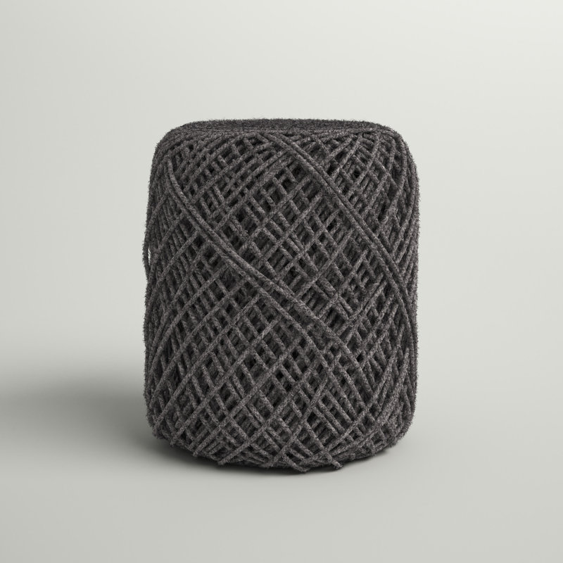 Chevelle Upholstered Pouf, Black/Charcoal