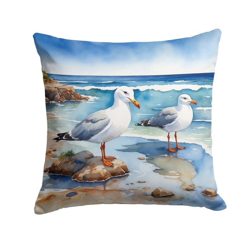 Gulls Scavenging Throw Pillow, Square 14"