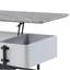 Table basse contemporaine grise et blanche avec surface relevable pratique en métal