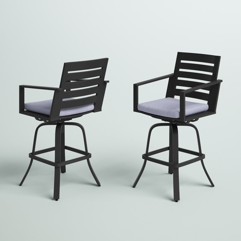 Adelynn Metal Outdoor Stool with Cushion