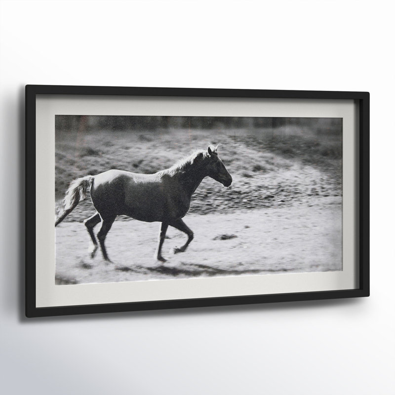 Galloping Horse Print with Wood Frame