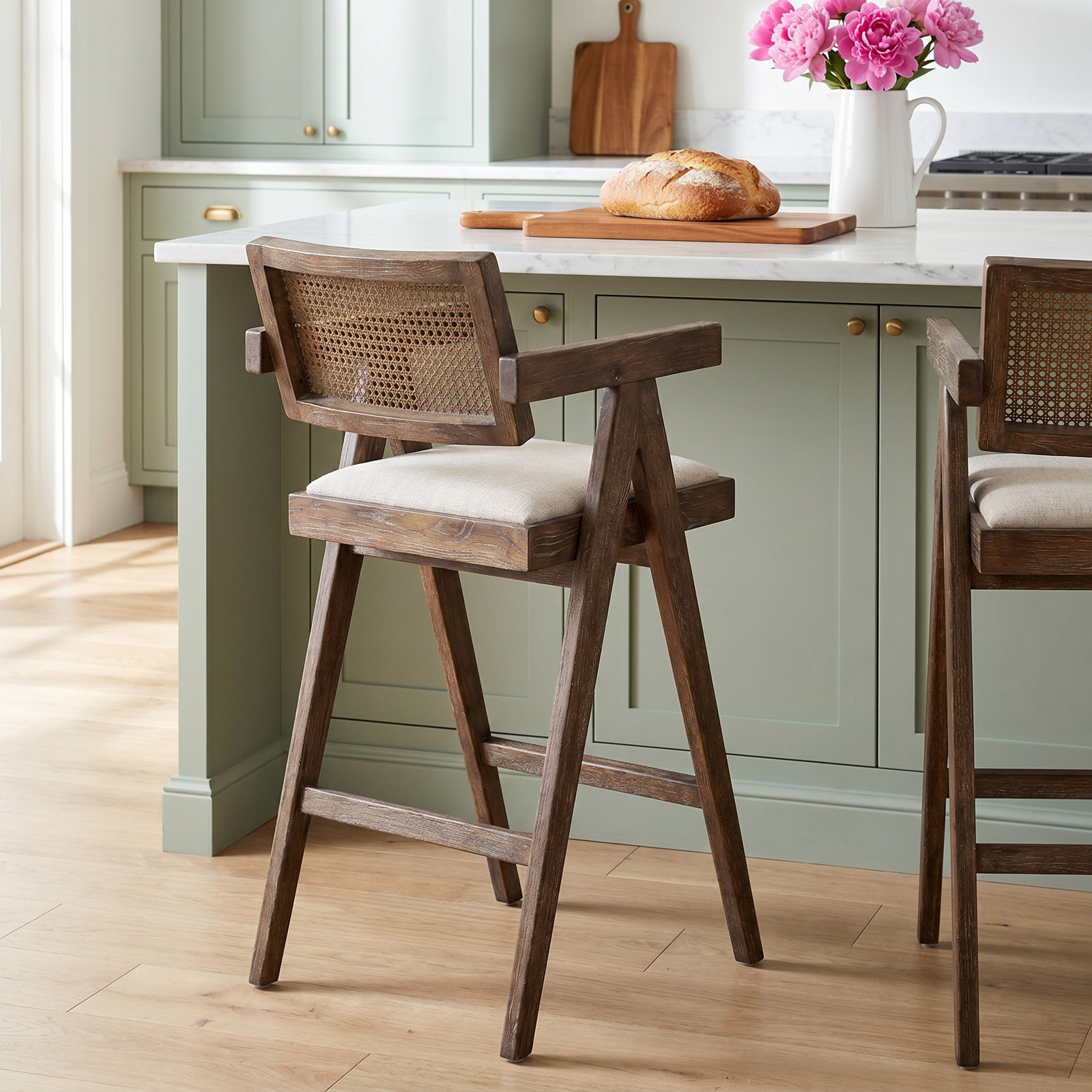 Nava Cane Stool, Counter Stool (26.46" Seat Height)