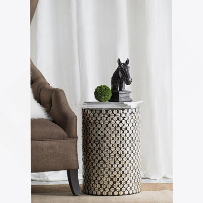 Tabouret de jardin cylindrique avec table d'appoint D14x20