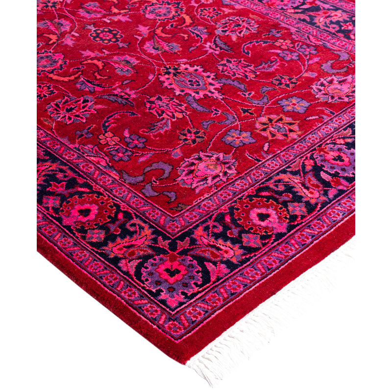 Overdyed Hand-Knotted Wool Modern-Contemporary Red Runner 2' 6" x 14' 0"