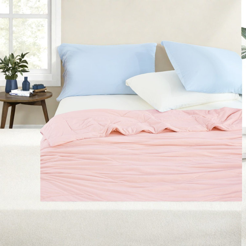 Ensemble d'édredon rafraîchissant en nylon rose 60x90