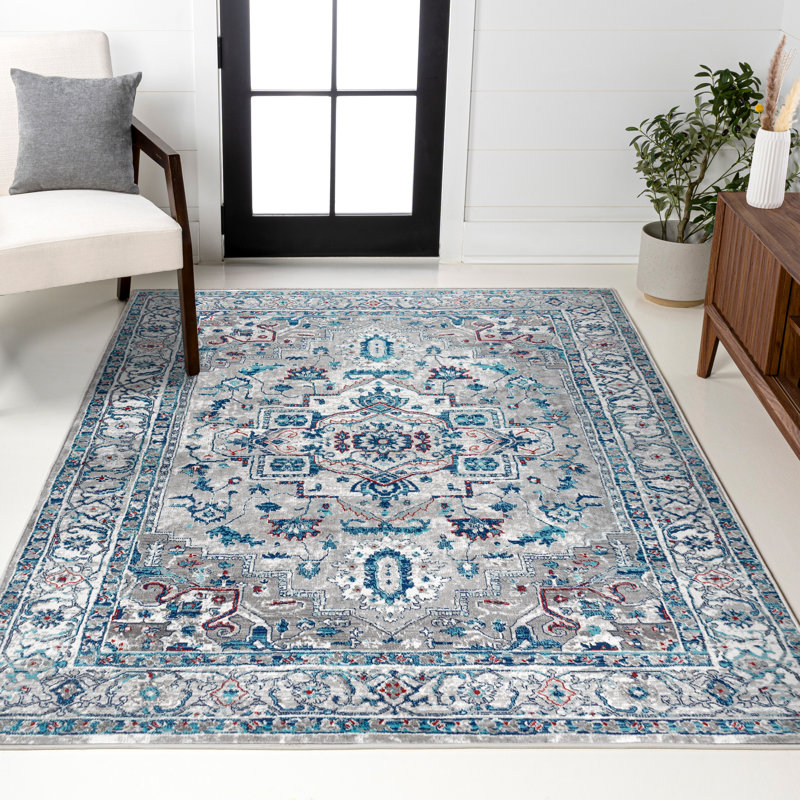 Tapis gris clair / bleu Lawrence Hill, Rectangle 4pi x 6 pi