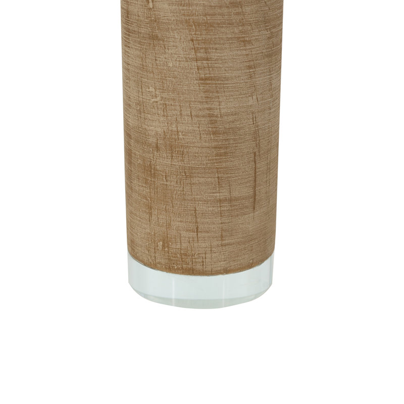 Brown Wooden Candle Holder With Glass Base, 11" H x 3" W x 3" D