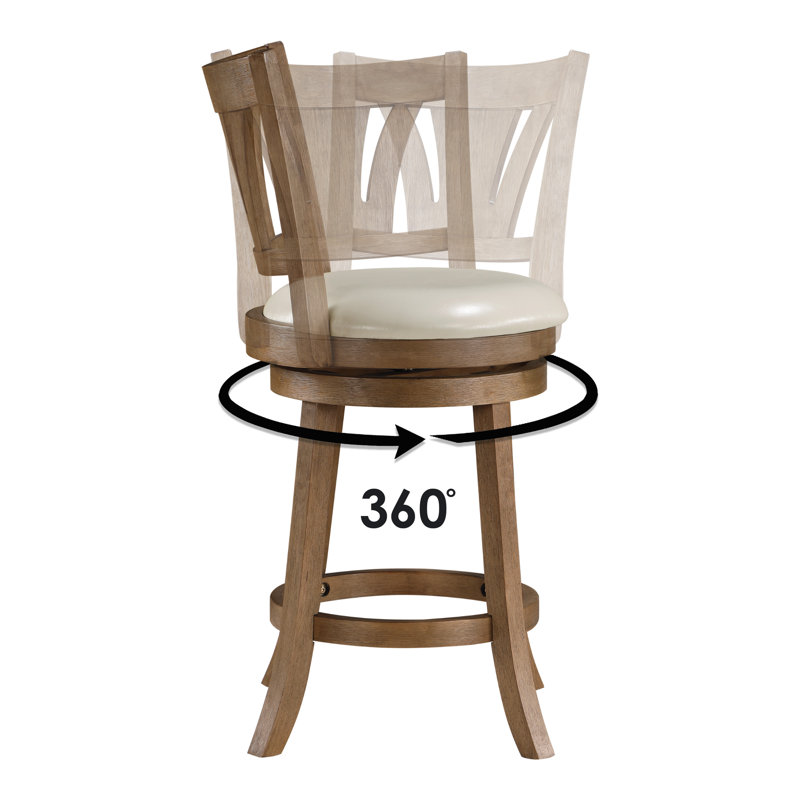 Hypatos Swivel Upholstered Faux Leather Counter Stool with Solid Wood Frame