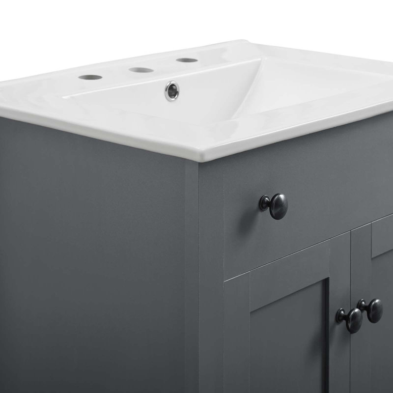 Nantucket 24" Gray and White Wooden Bathroom Vanity