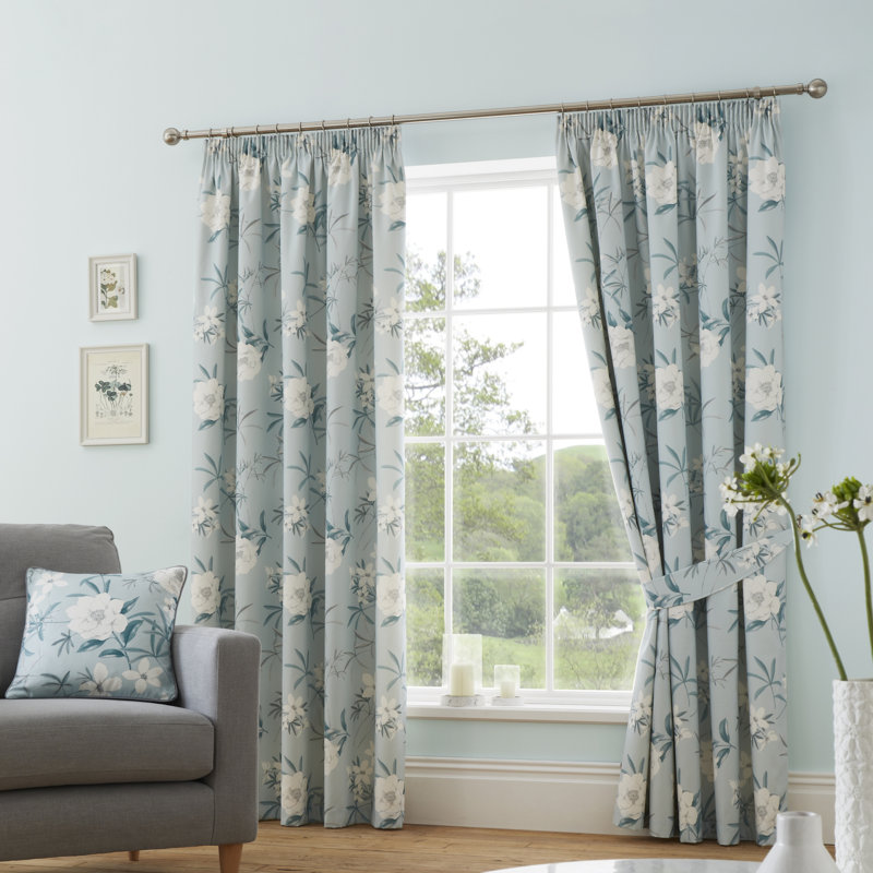 Eve Cotton Room Darkening Curtain Pair, Duck Egg, Width 117 x Drop 137 cm