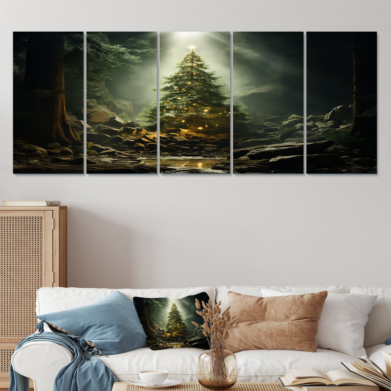 «Green Magical Christmas Tree - Winter Landscape», ensemble de 5 pièces, H 28 po x l 60 po