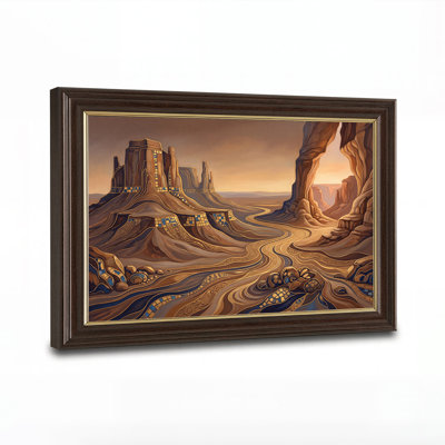 «Desert Mesa», art mural sur toile avec motifs géométriques bleus